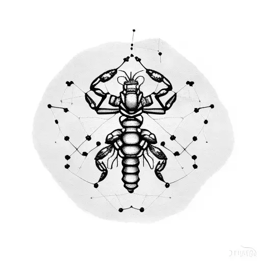 A Minimalist Tattoo Of A Scorpio Constellation With Flowers Intertwined