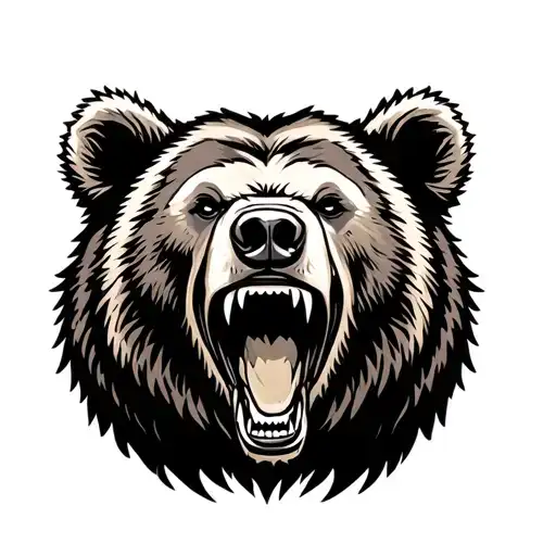 Bear Head Growling Grizzly Bear