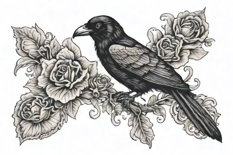 Edgar Allen Poe Inspired Tattoo With Raven