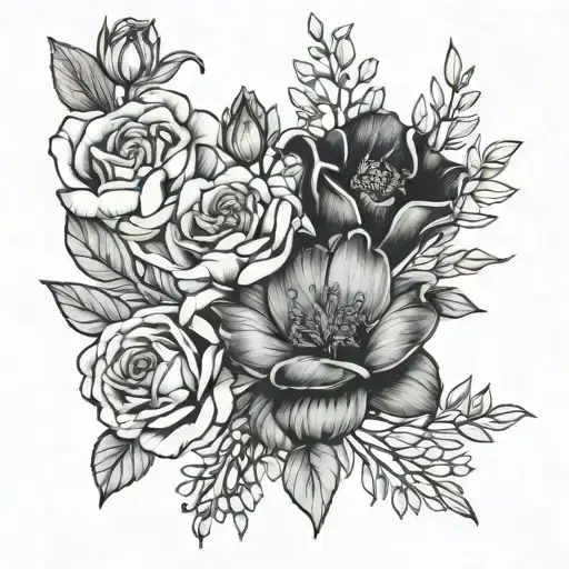 January October March Birth Flower Bouquet