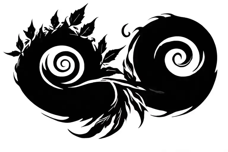 Spiral With Mountain Outline Intertwined Coca Leaves