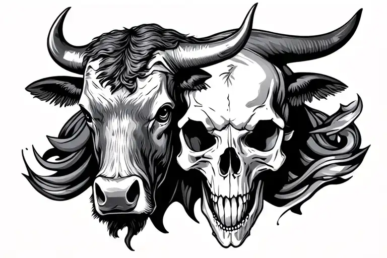 Bull And Skull Full Chest