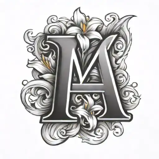 Letter A With Lily Flower Blooming