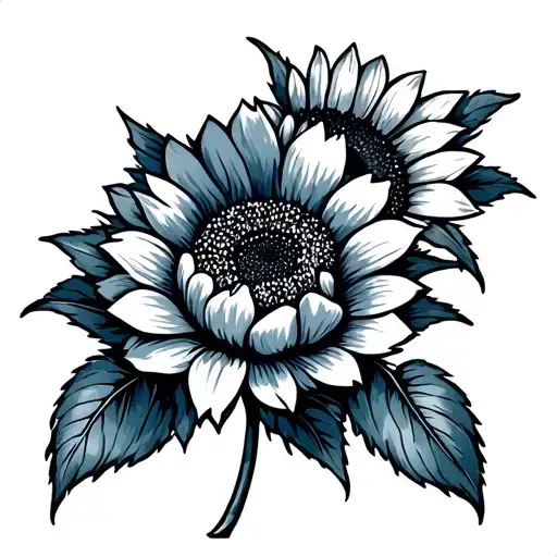 Blue Bonnet Flower And Sunflower And Peony