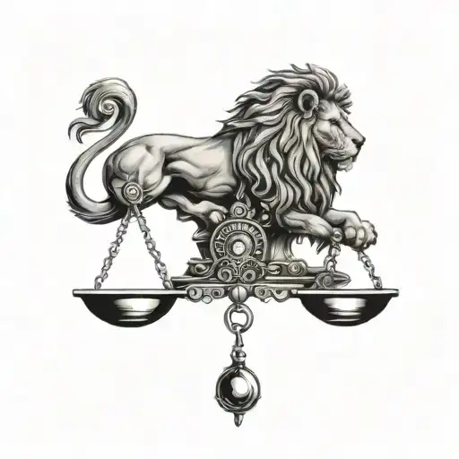 Lion Head And Balance Scales Forming The Shape