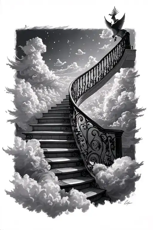 Staircase To Heaven In The Clouds Floating Gracefully