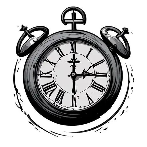 Warped Clock With A Cross Tattoo Small And Simple