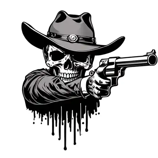 Cowboy Skull Six Shooter Aiming