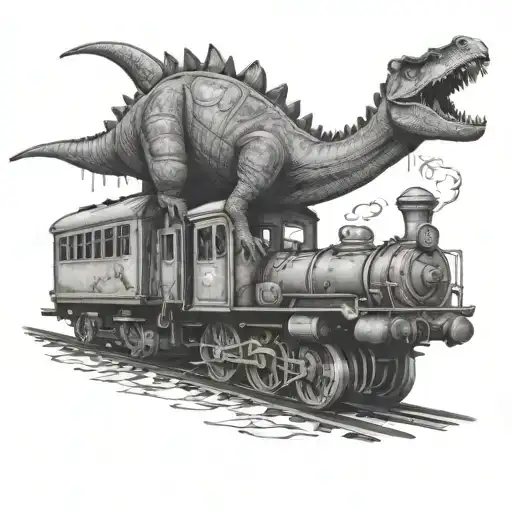 Dinosaur Riding A Train