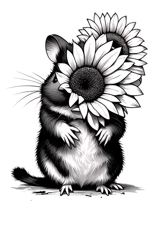 Syrian Hamster With Sunflower