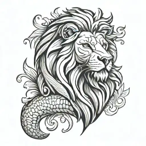 Lion Head And Scales Forming The Shape