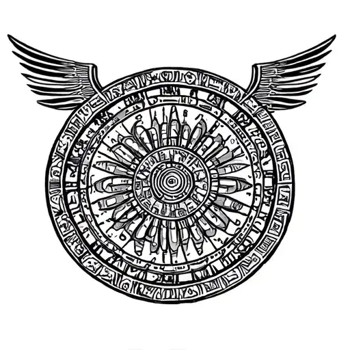 The Aztec Calendar In A Pattern For A Sleeve