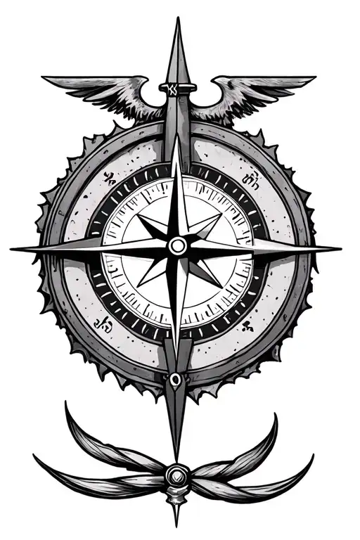 A Compass But Instead Of The Needle Make It A Cross