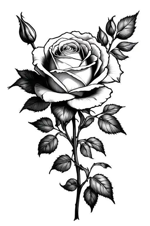 Brylie Rose And A Rose Black And White Drawing