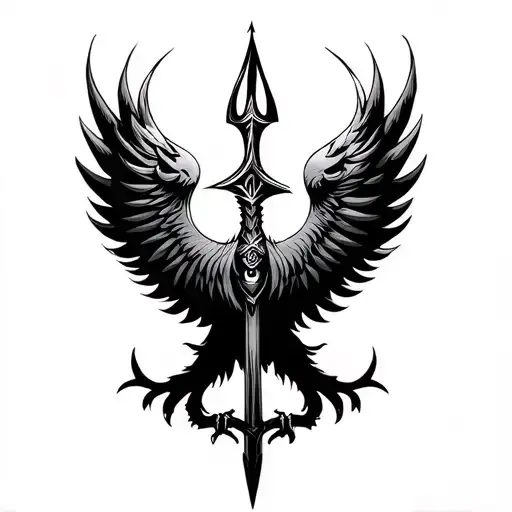 Phoenix Bird With Some Instance Of Shiva Trishul Trident