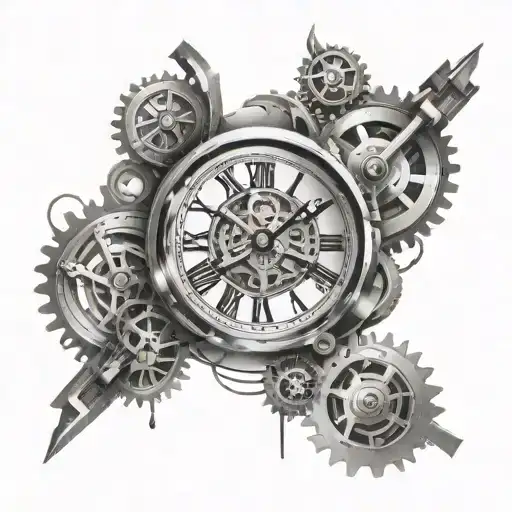Clock With Music Letters And Industrial Gear Integrated