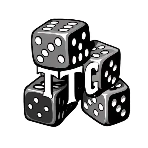 3 Dice Stacked With The Letters Ttg Inside