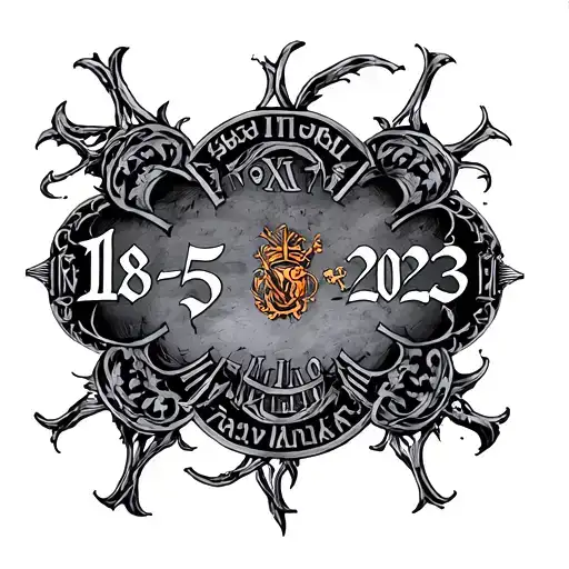 18-5-2023 In Roman Numerals With Ciaran Script Surrounded