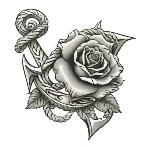 Anchor With Rope And 2 Roses