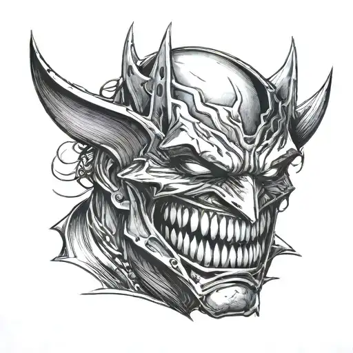 A Portrait Of Batman Who Laughs With A Twisted Smile