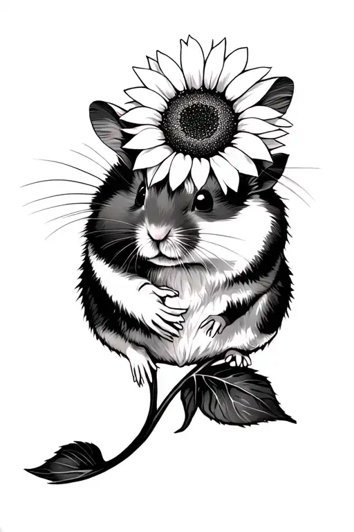 Syrian Hamster With Sunflower