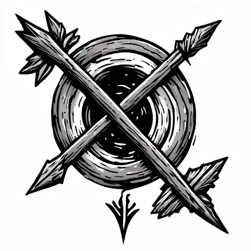 Arc And Rustic Arrow With Arrow Pointing Up