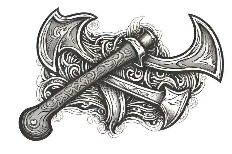 Fire Axe With Station 250 On The Handle Tattoo