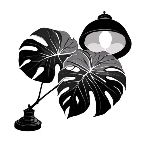 Monstera Leaf And A Lamp