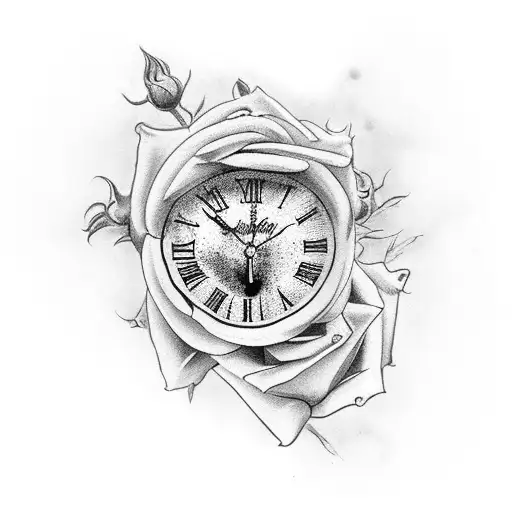 Roses Clock Roman Numerals Arm Sleeve