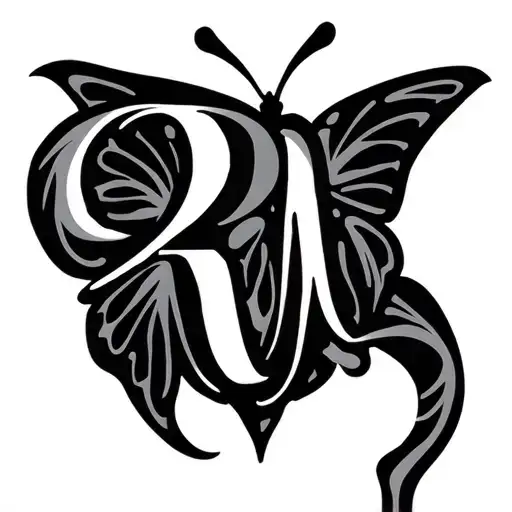 Rm Initials Like A Butterfly Symbol Intertwined