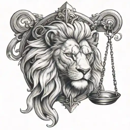 Lion Head And Justice Scales Forming The Shape