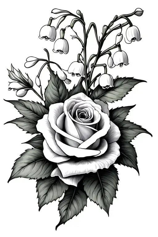 Lily Of The Valley Flower And Roses Intertwined