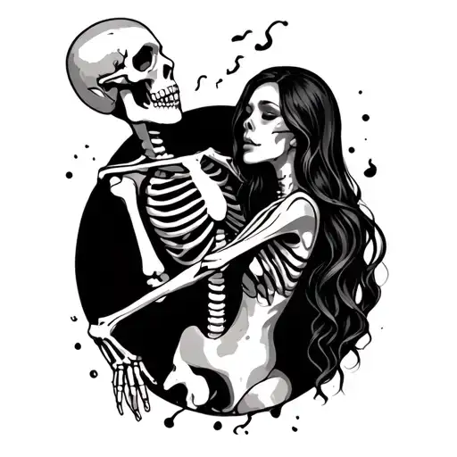 Woman And Skeleton Coming Out Of Her