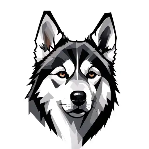 Tete De Husky Face With Geometric
