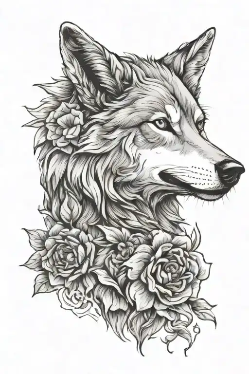 Wolf With Flower In Mouth