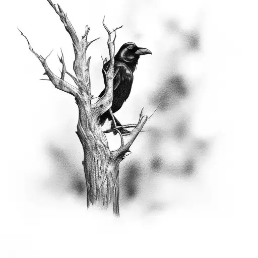 Raven In A Tree