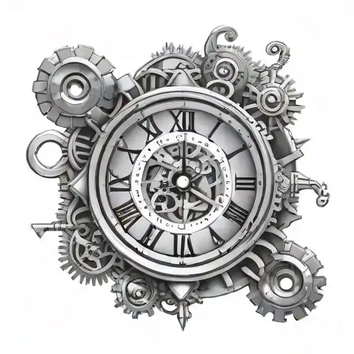 Clock With Music Letters And Industrial Gear Intertwined