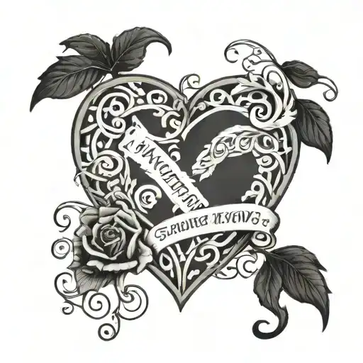 An Intricate Heart Design With The Words 'A Mother's Love Knows No Bounds' Woven Into The Pattern