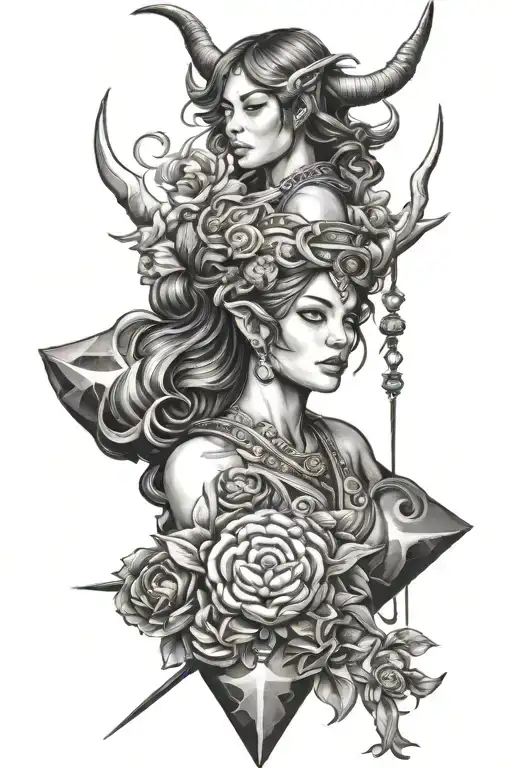 Taurus And Sagittarius Girl Tattoo Black Tattoo Design