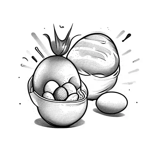 A Whimsical Potato And Egg Playing Chef Hats In A Pot