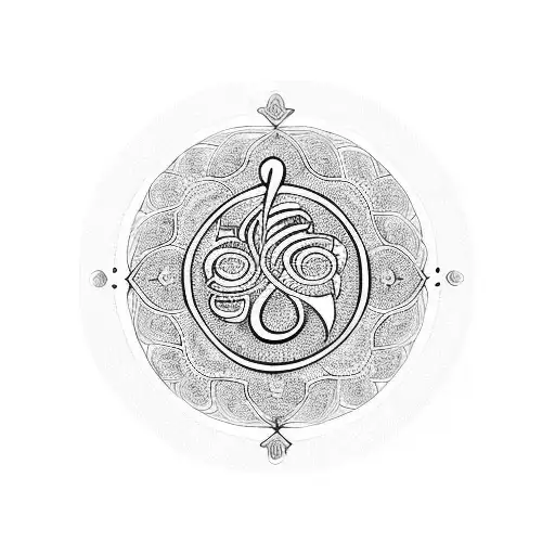 A Blackwork Tattoo Of A Treble Clef Symbol Merging Into A Mandala Pattern