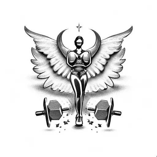 Dumbbell With Angel Wings