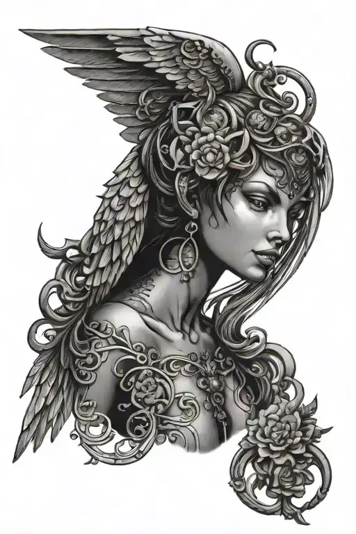 Seraphin Angel With Six Wing And Rings With Eyes On The Wings And Inside