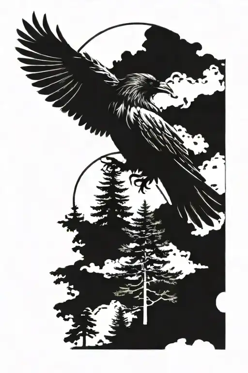 Pine Tree Compas Raven