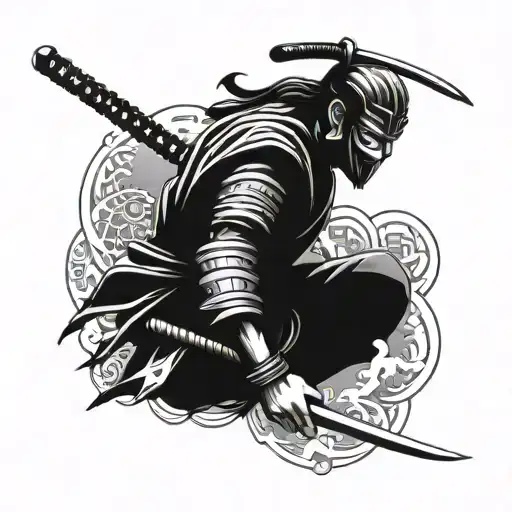 Samurai With Mask And Katana