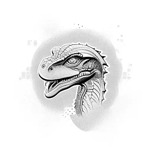 A Silhouette Of A Velociraptor Made Up Of Black Geometric Shapes