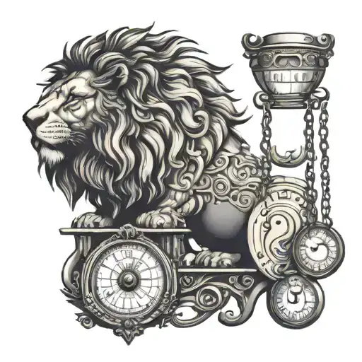 Lion Head And Balance Scales Forming The Shape