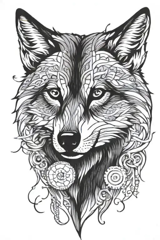 Mandala Wolf With Finance Themed