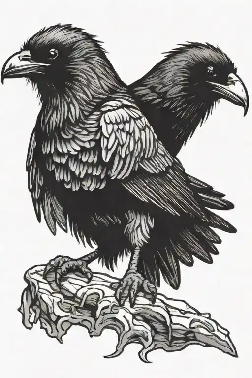 Black Raven Sitting Facing Forward