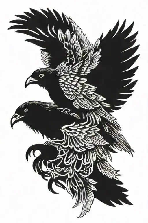 Black Crow With Wings Spread